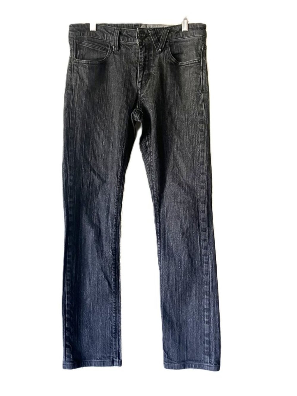 Volcom Vorta Slim Straight Jeans Men's 30x29.5" Faded Black Gray Skate Denim